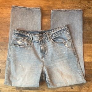 Express Women’s Size 6R Distressed Light Wash Mid Rise 90’s Boot Cut Ankle Jean